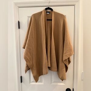 Repeat Cashmere Silver Edition Open Front Ribbed Poncho Cape Scarf Wool Blend